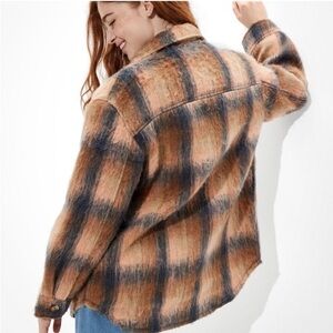 AE American Eagle Outfitters Brushed Plaid Oversized Shacket | Size XXL 2X Plus